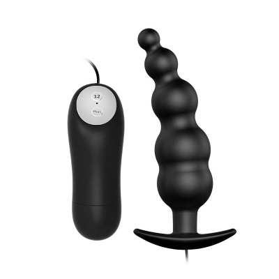 Анальная пробка с рельефом из силикона с вибрацией (пульт Д/У)